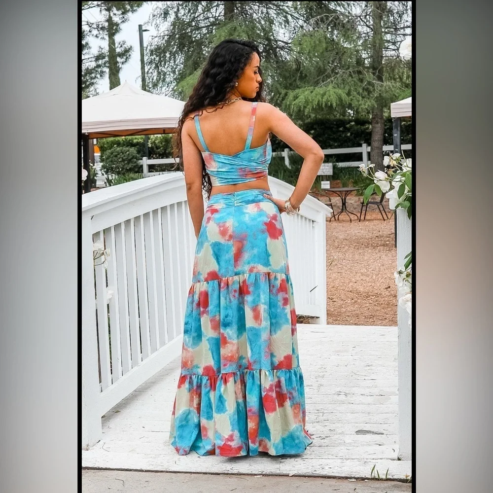 Colorful Tie-Dye Maxi Skirt set - Picture 2 of 4